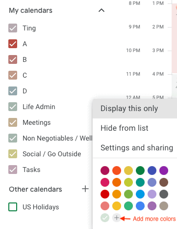 How to change colors on google calendar